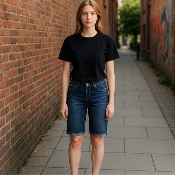 Hollister Socal Stretch Bermuda Jean Shorts Size 5 Denim - Picture 2 of 10